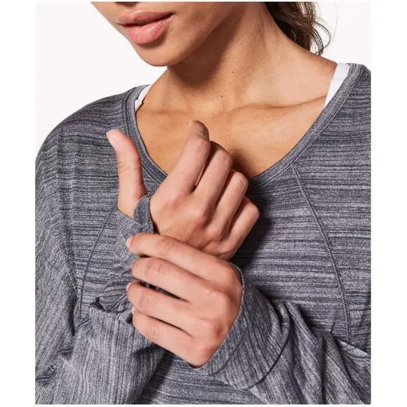 Lululemon Set to Sweat Long Sleeve Heathered Gray Top Relaxed Fit Size Medium - Picture 6 of 10